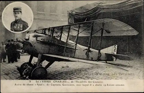 Ak Le Vieux Charles, Escadrille des Cigognes, Avion de chasse Spad, Capitaine Guynemer