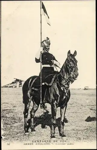 Ak Armee Anglaise, Cavalier Indien, Campagne de 1914, Kavallerie, Soldat