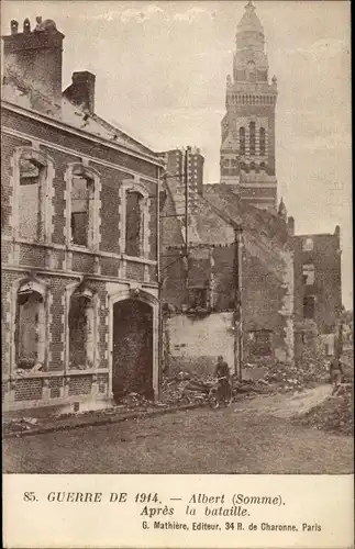 Ak Albert Somme, Apres la bataille, Kriegszerstörung 1. WK