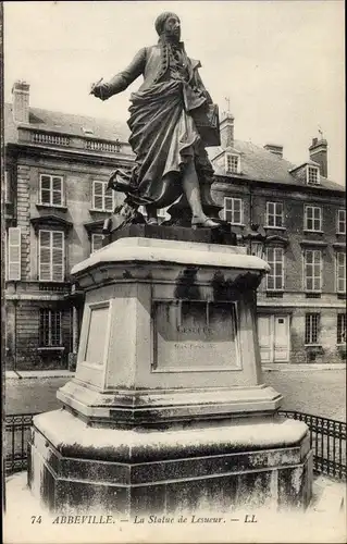 Ak Abbeville Somme, La Statue de Lesueur