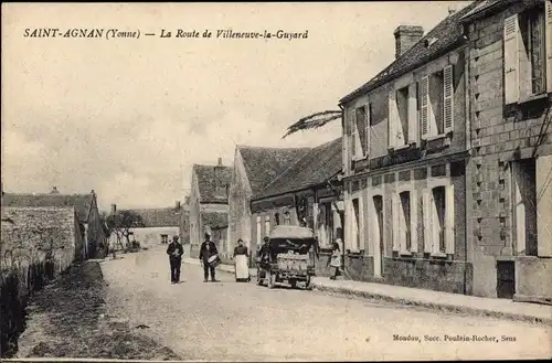 Ak Saint Agnan Yonne, La Route de Villeneuve la Guyard