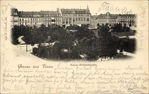 Foto Ak Riesa an der Elbe Sachsen, Kaiser Wilhelm Platz