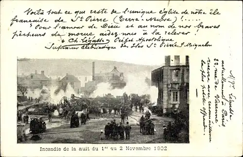Ak Saint Pierre et Miquelon, Incendie de la nuit du 1er au 2 Novembre 1902