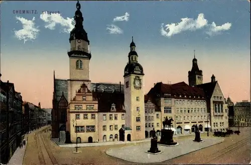 Ak Chemnitz Sachsen, Das Rathaus am Marktplatz