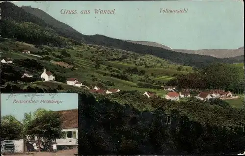 Ak La Vancelle Wanzel Elsass Bas Rhin, Totalansicht, Restaurant Meschberger