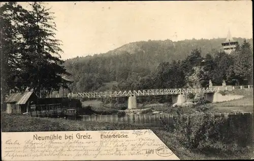 Ak Neumühle an der Elster Greiz in Thüringen, Elsterbrücke