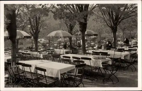 Ak Knottengrund Neumühle an der Elster, Café Rohleder, Blick über die Terrasse