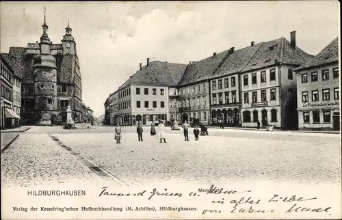 Ak Hildburghausen in Thüringen, Kinder am Marktplatz