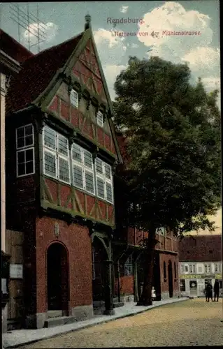 Ak Rendsburg in Schleswig Holstein, Rathaus von der Mühlenstraße