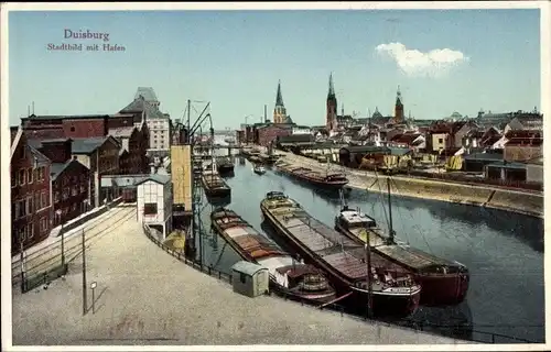 Ak Duisburg im Ruhrgebiet, Stadtbild mit Hafen