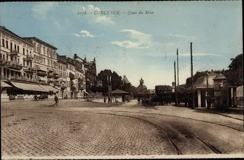 Ak Koblenz am Rhein, Quai du Rhin, Schienen