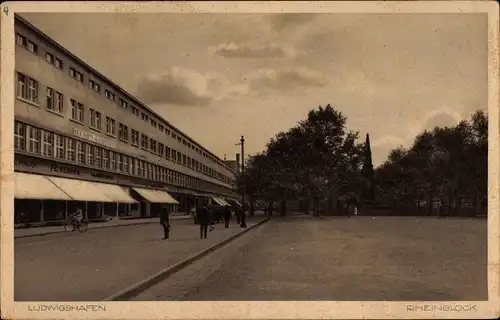 Ak Ludwigshafen am Rhein, Rheinblock, Wohnblock, Straßenpartie