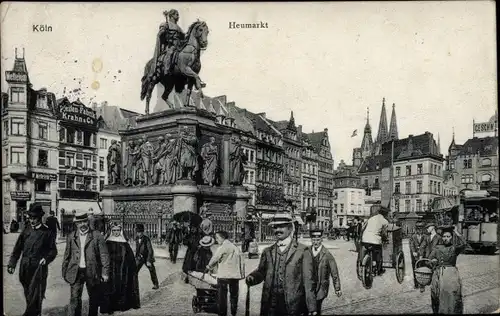 Ak Köln am Rhein, Heumarkt, Statue