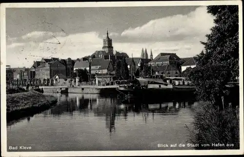 Ak Bad Cleve Kleve am Niederrhein, Blick auf die Stadt vom Hafen aus