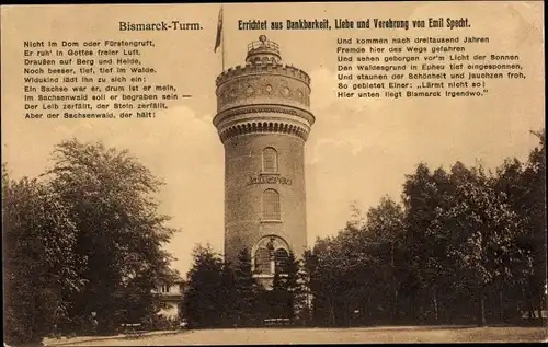 Ak Aumühle im Herzogtum Lauenburg, Bismarck-Turm, Gedicht