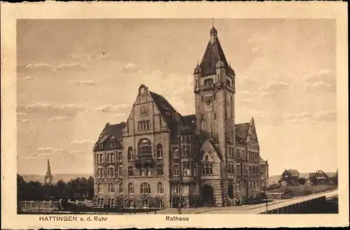 Ak Hattingen an der Ruhr, Totalansicht vom Rathaus