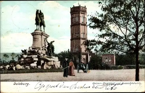 Ak Duisburg im Ruhrgebiet, Kaiser-Denkmal und Aussichtsturm