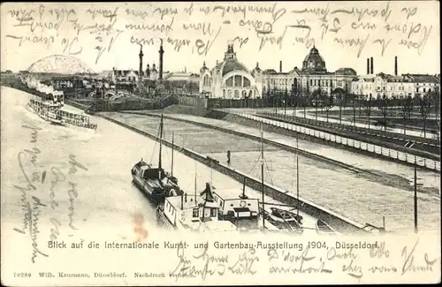 Ak Düsseldorf am Rhein, Blick auf die internationale Kunst- und Gartenbau Ausstellung 1904