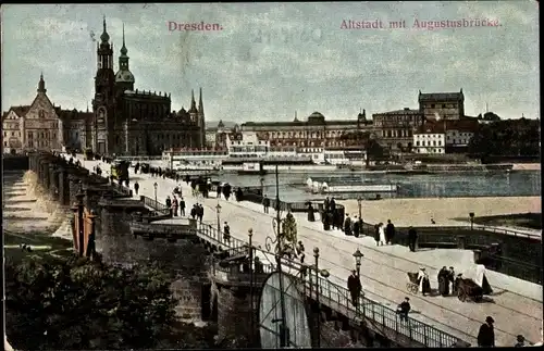 Ak Dresden, Altstadt mit Augustusbrücke