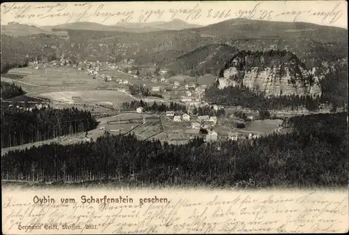 Ak Oybin in der Oberlausitz, vom Scharfenstein gesehen