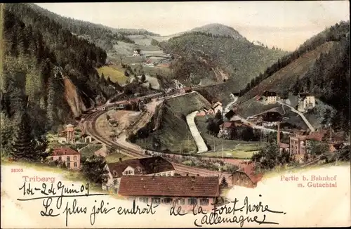 Ak Triberg im Schwarzwald, Partie b. Bahnhof m. Gutachtal