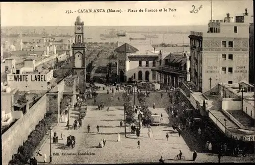 Ak Casablanca Marokko, Place de France et le Port