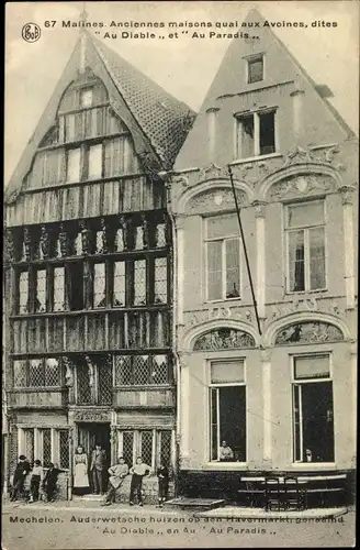 Ak Mechelen Malines Flandern Antwerpen, Maisons quai aux Avoines, Diable