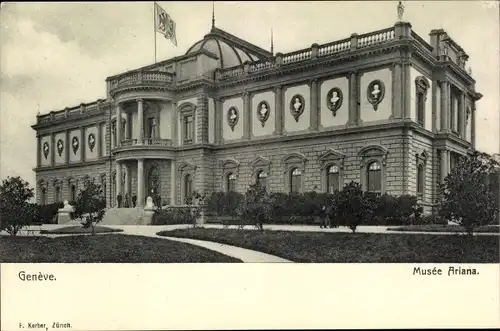 Ak Genève Genf Stadt, Blick auf das Musée Ariana, Fassade, Parkanlage