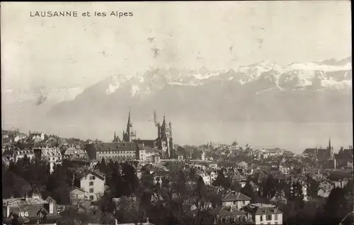 Ak Lausanne Kanton Waadt, Les Alpes, Ortschaft, Kirche, Panorama