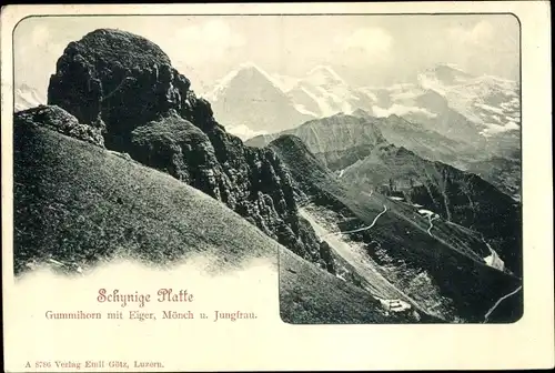 Ak Schynige Platte Kanton Bern, Gummihorn mit Eiger, Mönch u. Jungfrau