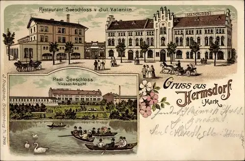 Litho Berlin Reinickendorf Hermsdorf, Hermsdorf in der Mark, Restaurant Seeschloss