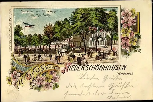 Litho Berlin Pankow Niederschönhausen Nordende, Restaurant zum Friedensgarten