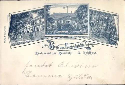 Litho Berlin Lichtenberg Friedrichsfelde, Schloss, Restaurant zur Rennbahn