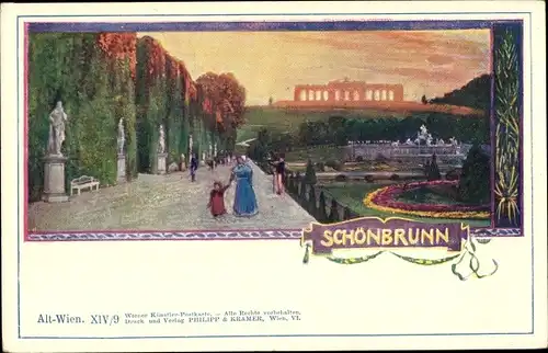 Künstler Ak Wien 13 Hietzing Österreich, Schönbrunn, Schloss, Schlosspark