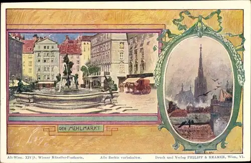 Künstler Ak Wilt, H., Wien 1 Österreich, Mehlmarkt, Kirchturm, Neuer Markt