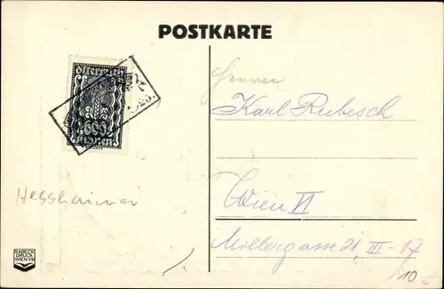 Künstler Ak Hesshaimer, Ludwig, Internationale Postwertzeichenausstellung Wien 1923, Postreiter