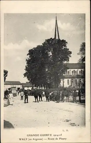 Ak Waly en Argonne Meuse, Route de Fleury