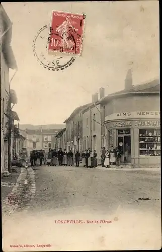 Ak Longeville Meuse, Rue de l'Orne, Geschäft, Vins