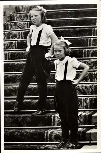 Ak Prinzessin Beatrix und Irene, 1947, Adel Niederlande