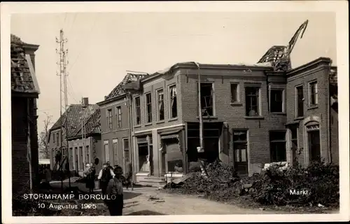 Ak Borculo Gelderland, Stormramp 10 Augustus, Markt