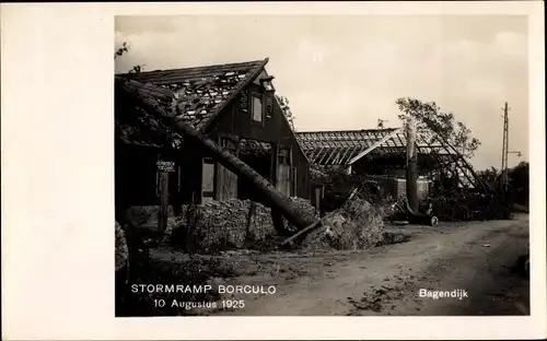 Ak Borculo Gelderland, Stormramp 10 Augustus 1925, Bagendijk