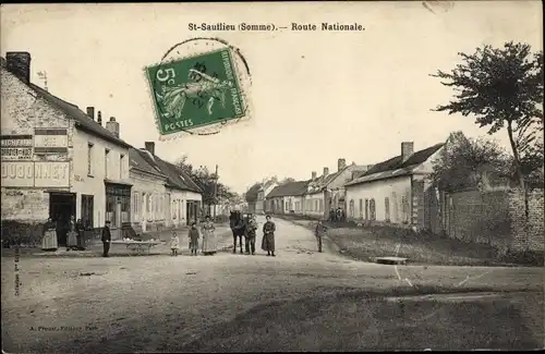 Ak Sautlieu Somme, Route Nationale