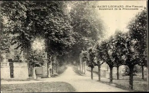 Ak Saint Léonard de Noblat Haute Vienne, Boulevard de la Promenade