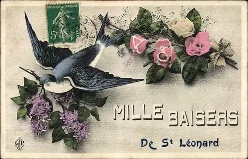 Ak Saint Léonard de Noblat Haute Vienne, Mille baisers, Blumen