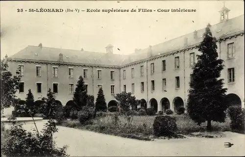 Ak Saint Léonard de Noblat Haute Vienne, Ecole superieure de Filles