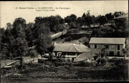 Ak Saint Léonard de Noblat Haute Vienne, La Campagne, Sous Champmain