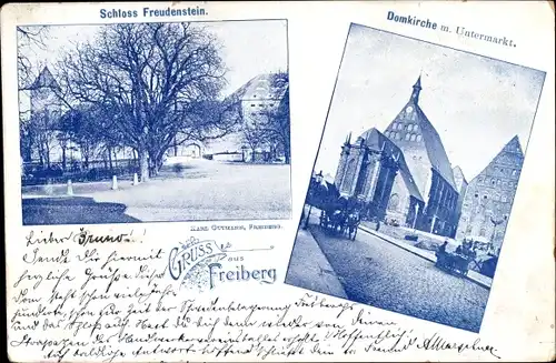 Ak Freiberg in Sachsen, Schloss Freudenstein, Domkirche m. Untermarkt