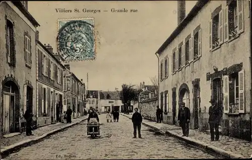 Ak Villiers Saint Georges Seine et Marne, Grande rue