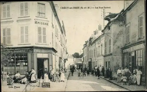 Ak Crecy en Brie Seine et Marne, La Rue Serret