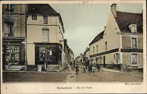 Ak Rémalard Orne, Rue de Paris, Hotel